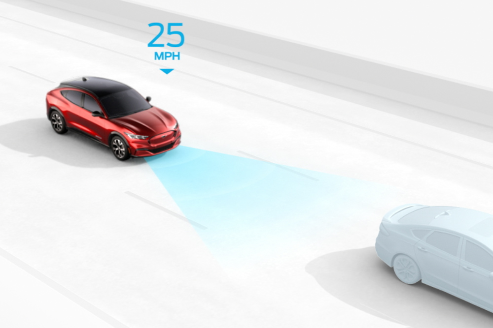 A Ford Intelligens Adaptív Sebességtartó Automatika sematikus magyarázata.