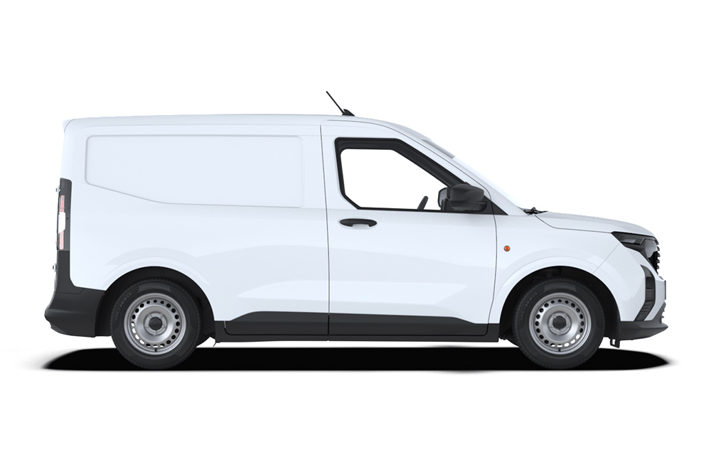 Fehér Ford Transit Courier áruszállító oldalnézetből